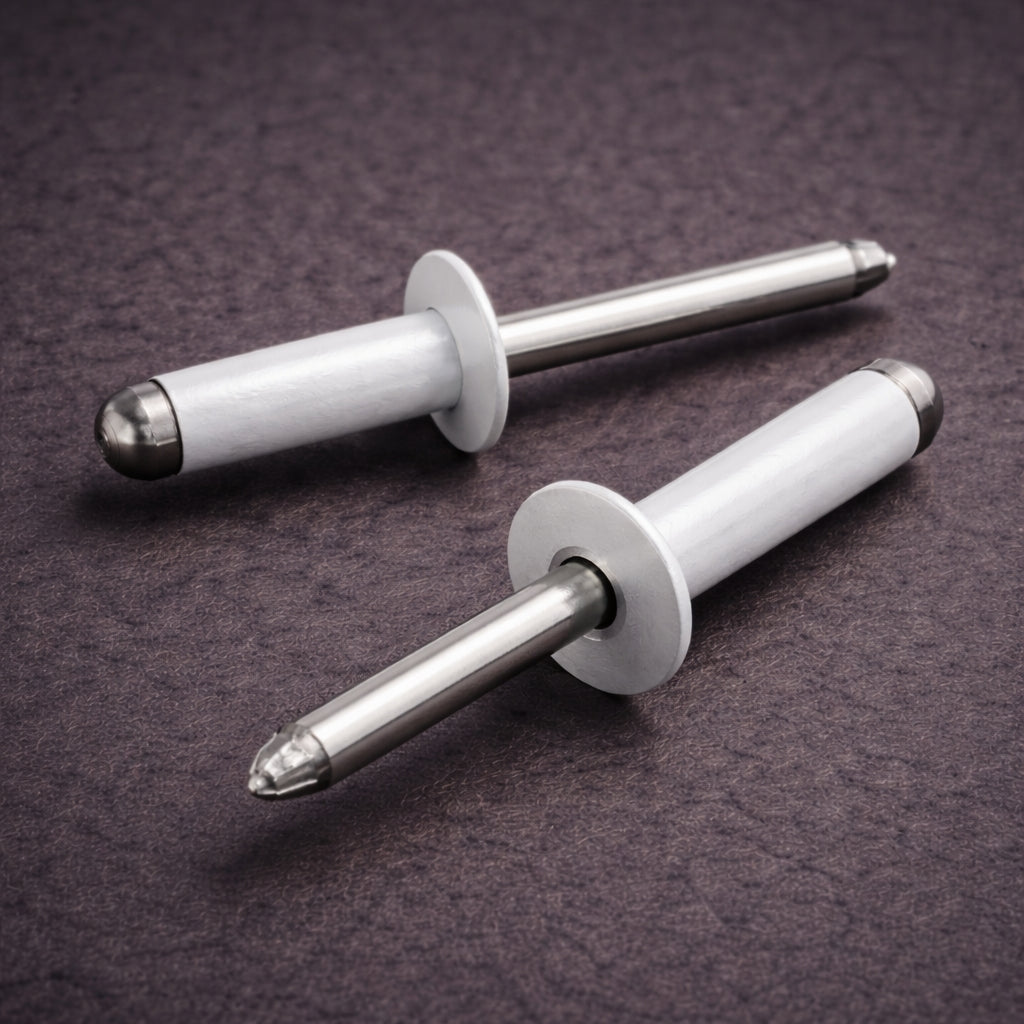 4.0mm x 10mm White Blind Rivets ALU/STEEL Dome Head Pop Rivets – Aluminium Body Steel Mandrel