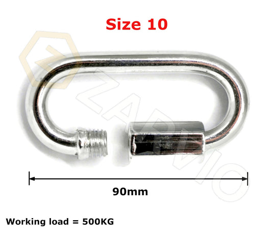 10mm Quick Link Heavy Duty Screw Lock Connector 500kg Working Load